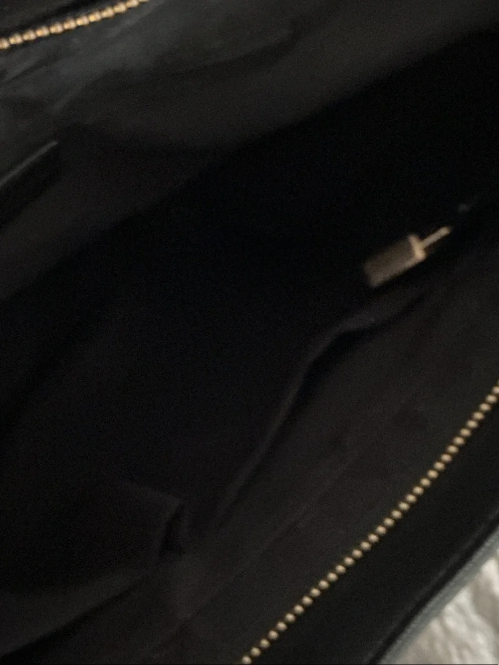 Joan Vass Black Tote with Gold Logo and Wristlet
